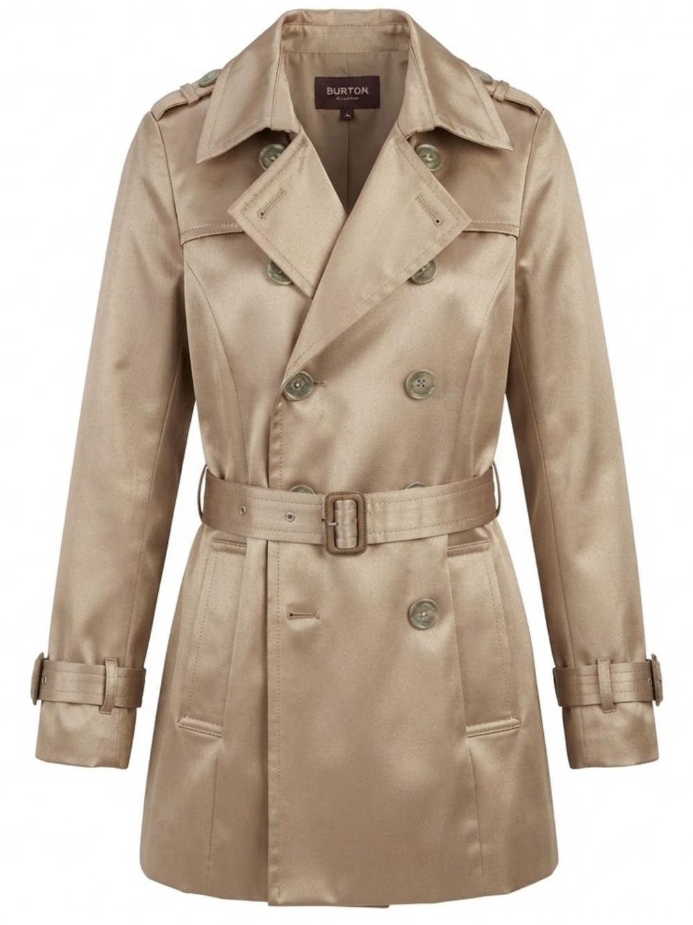 BURTON BY LONDON TAN  DOUBLE BREAST MID LENGHT TRENCH SIZE 40